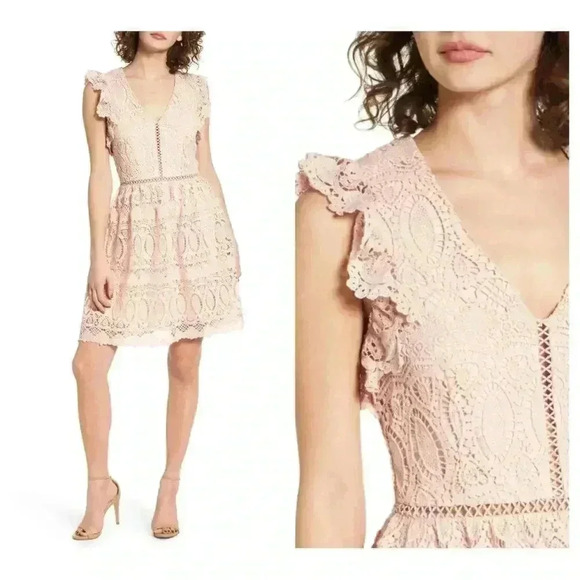 J.O.A. Lace Fit & Flare Dress Size Large - Picture 1 of 11